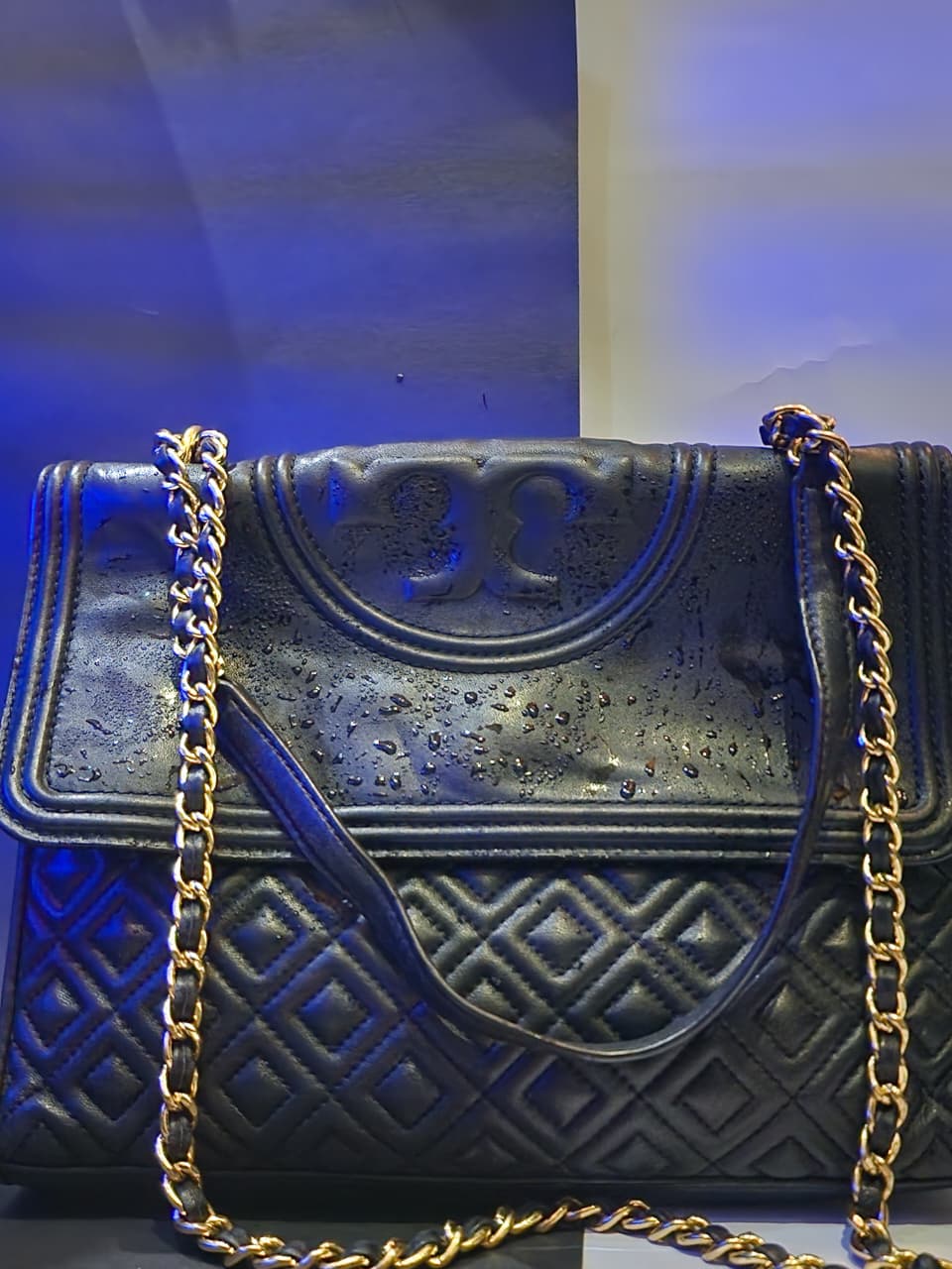 TORY BURCH BLACK QUILTED LEATHER BLACK